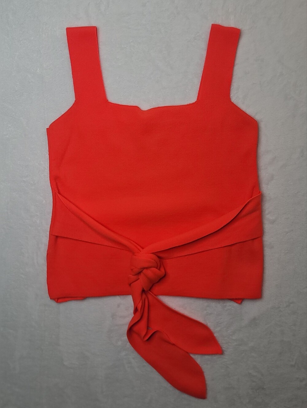 Anthropologie Harlow Neon Orange/Coral Knit Tank Top W/ Belted Waist Tie Sz XS